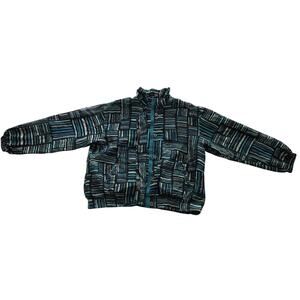 Silk Windbreaker Jacket Vintage Cervelle Blue Black Silver Size Large Lined